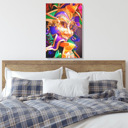 Bright Mardi Gras Masker Canvas Afdruk (Insitu (Slaapkamer))