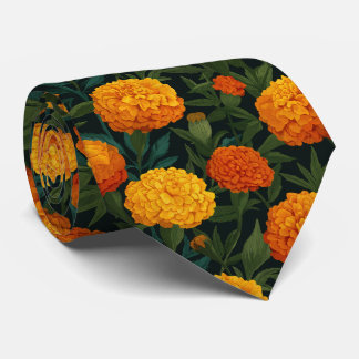 Bright Marigold Floral Pattern Stropdas