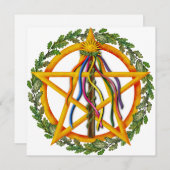 Bright Maypole Beltane Sun Pentacle Feestdagenkaart (Voorkant / Achterkant)
