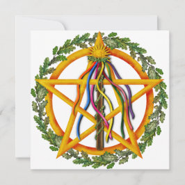 Bright Maypole Beltane Sun Pentacle Feestdagenkaart