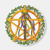 Bright Maypole Beltane Sun Pentacle Pagan Holiday Magneet (Voorkant)
