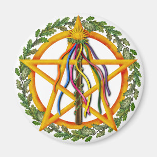 Bright Maypole Beltane Sun Pentacle Pagan Holiday Magneet