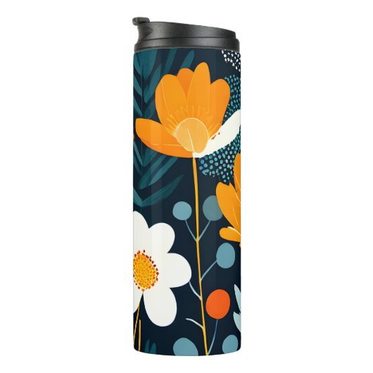 Bright MCM Abstract Flowers Thermosbeker (Geroteerd rechts)