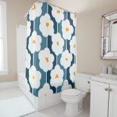 Bright medio-century modern Floral patroon Douchegordijn (In situ)