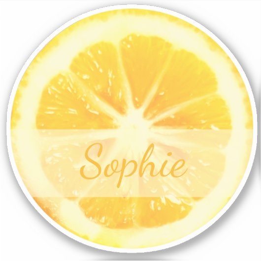 BRIGHT MEDITERRANEAN SUNSHINE YELLOW LEMON FRUIT STICKER (Voorkant)