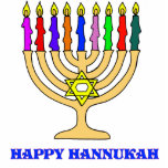 Bright Menorah Fotobeeldje Ornament<br><div class="desc">Een heldere Hannukah menorah met de woorden Happy Hannukah verwelkomt de feestdag.   Gelukkig eten!</div>