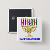 Bright Menorah Vierkante Button 5,1 Cm (Voorkant /achterkant)