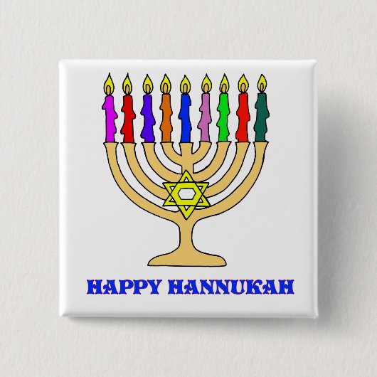 Bright Menorah Vierkante Button 5,1 Cm (Voorkant)