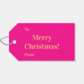 Bright Merry Christmas To From Hot Pink Gold Cadeaulabel (Achterkant Horizontaal)