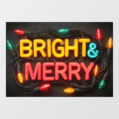 "Bright & Merry" Gloeiende Feestelijke Neon Sign Raamsticker (Vel)