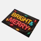"Bright & Merry" Glowing Festive Neon Sign Deurmat (Schuin)