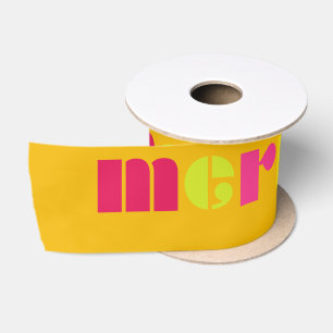 Bright Merry Gold en Fuchsia Kerstvakantie Satijnen Lint