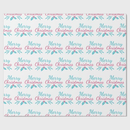 Bright & Merry Kersttekst Wit Naadloos Cadeaupapier (Vlak)