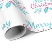 Bright & Merry Kersttekst Wit Naadloos Cadeaupapier (Rol Hoek)