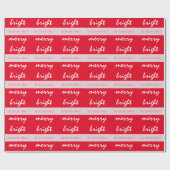 Bright Merry Script Red Christmas Familienaam Cadeaupapier (Vlak)