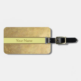 Bright Metal Brass Yellow Stripe Naam Sjabloon Bagagelabel