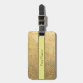 Bright Metal Brass Yellow Stripe Naam Sjabloon Bagagelabel (Voorkant verticaal)