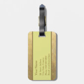 Bright Metal Brass Yellow Stripe Naam Sjabloon Bagagelabel (Achterkant verticaal)
