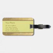 Bright Metal Brass Yellow Stripe Naam Sjabloon Bagagelabel (Achterkant horizontaal)