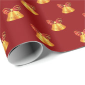 Bright metalen goudcellen met rode bogen cadeaupapier (Rol Hoek)