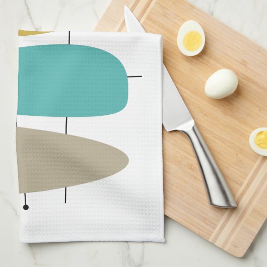 Bright Mid Century Gitaar Picks op Lines Theedoek (Quarter Fold)