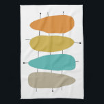 Bright Mid Century Gitaar Picks op Lines Theedoek<br><div class="desc">Deze darling mid century keukenhanddoek heeft 4 teardrop gitaar pick vormen op zwarte lijnen,  in turquoise,  sinaasappel,  tan en goud. Als u op zoek bent naar een stijl om de voorkant van uw oven te laten opleven - dit is het!</div>