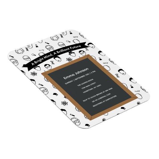 Bright Mind Brilliant Future bewerkbare uitnodigin Magneet (Rechterzijde)