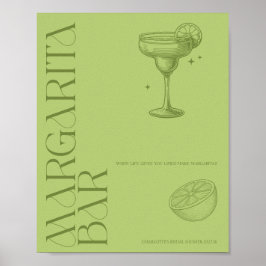Bright Minimalist Citrus Bridal Margarita bar sign Poster
