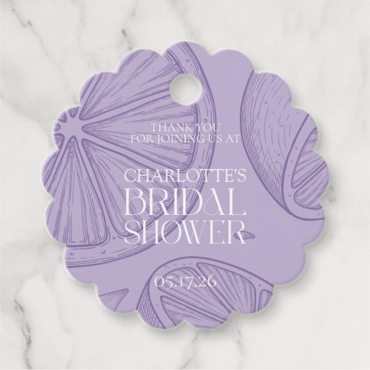 Bright Minimalist Citrus Bridal Shower Bedankjes Labels (Voorkant)