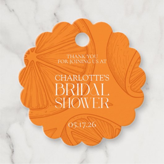 Bright Minimalist Citrus Bridal Shower Bedankjes Labels (Voorkant)