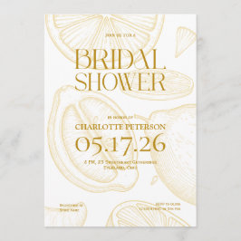 Bright Minimalist Citrus Bridal Shower invite Kaart