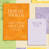 Bright Minimalist Citrus Bridal Shower invite Kaart
