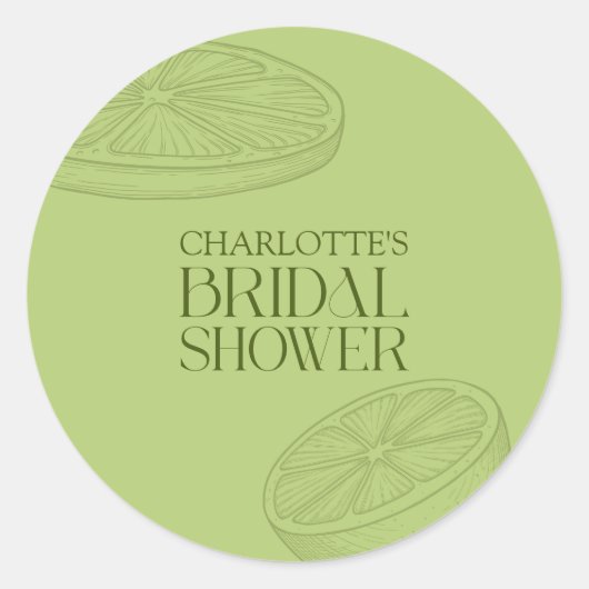 Bright Minimalist Citrus Bridal Shower Ronde Sticker (Voorkant)