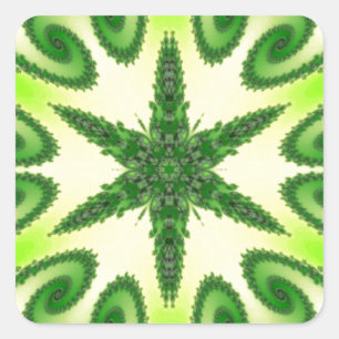 Bright Mint Green Kaleidoscop Art Vierkante Sticker