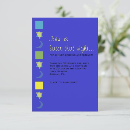 BRIGHT MITZVAH Bar Bat Mitzvah Reception Kaart (Staand voorkant)