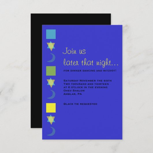 BRIGHT MITZVAH Bar Bat Mitzvah Reception Kaart (Voorkant / Achterkant)