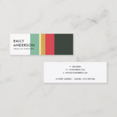 BRIGHT MODERN BOLD AQUA PINK ORANJE NAVY STRIPES MINI VISITEKAARTJE (Voorkant / Achterkant)