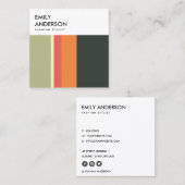 BRIGHT MODERN BOLD BEIGE ORANJE PINK NAVY STRIPES VIERKANTE VISITEKAARTJE (Voorkant / Achterkant)