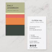 BRIGHT MODERN BOLD BEIGE ORANJE PINK NAVY STRIPES VISITEKAARTJE (Voorkant / Achterkant)