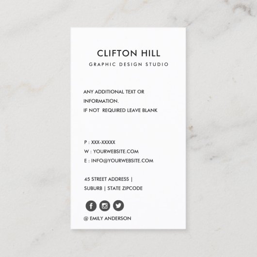 BRIGHT MODERN BOLD BEIGE ORANJE PINK NAVY STRIPES VISITEKAARTJE (Achterkant)