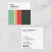 BRIGHT MODERN BOLD PINK YELLOW AQUA NAVY STRIPES VIERKANTE VISITEKAARTJE (Voorkant / Achterkant)