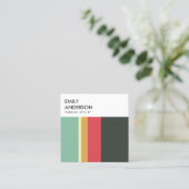 BRIGHT MODERN BOLD PINK YELLOW AQUA NAVY STRIPES VIERKANTE VISITEKAARTJE (Staand voorkant)