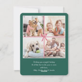 Bright Modern Bow Vrolijk Kerstfeest Fotocollage Feestdagenkaart (Achterkant)