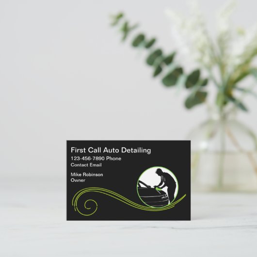 Bright Modern Car Detailing Visitekaartje Design (Staand voorkant)