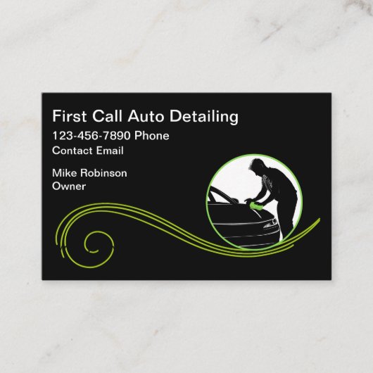 Bright Modern Car Detailing Visitekaartje Design (Voorkant)