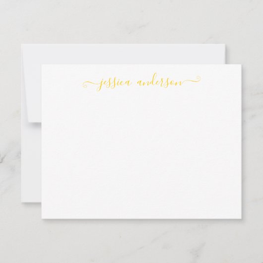 Bright modern Elegant Sunny Golden Yellow Script Notitiekaartje (Voorkant)