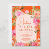 Bright Modern Floral Boho Sinaasappel Vrijgezellen Kaart (Voorkant)
