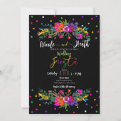 Bright Modern Floral en Black Fiesta Wedding Kaart (Voorkant)