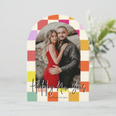 Bright Modern Groovy Meerkleurig Nieuwjaar 2025 Kaart (Staand voorkant)