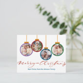 Bright Modern Kerstversiering 4 Foto Kerstmis Feestdagenkaart (Staand voorkant)